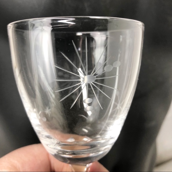 Vintage MCM Mid Century Starburst Cordial Wine Glasses Set of Six